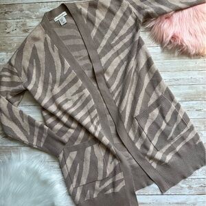 Cupcakes and Cashmere Open Front Cardigan | XS | Zebra Print